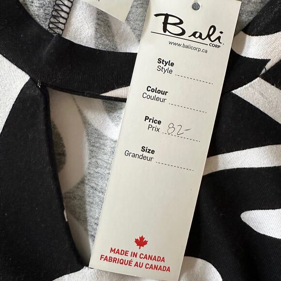 BALI | Women's Abstract Black and White Tunic 8056 NEW Size P/S Cut Out Neckline - Picture 5 of 11